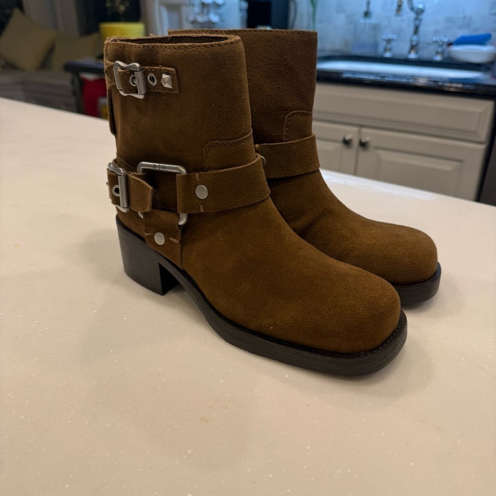 Ash Women’s Texas Boots Brown Suede, Buckles & Straps NEW Sz US 6.5 -7 EU 37 - Picture 3 of 11
